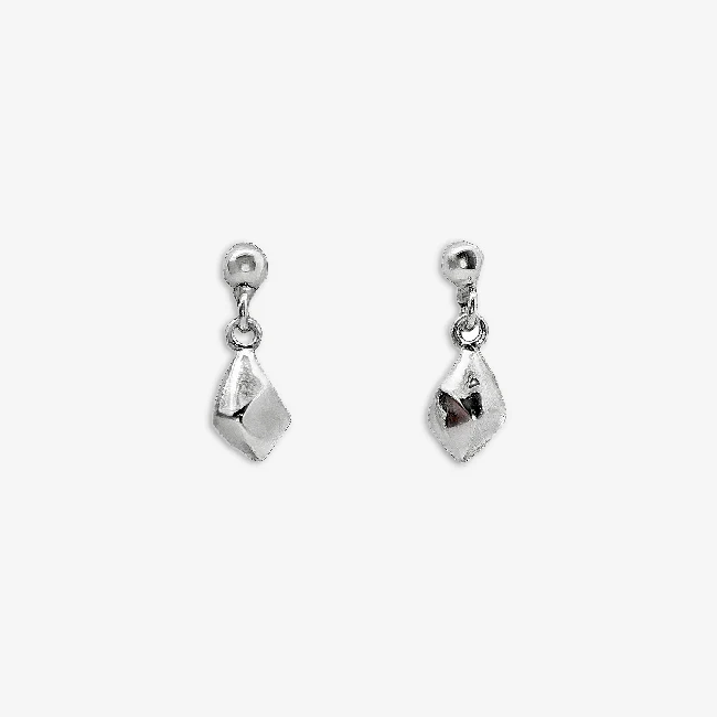 Silver Pebbles Drop Stud Earrings