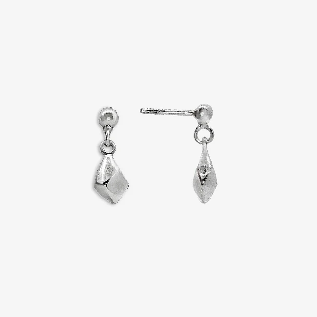 Silver Pebbles Drop Stud Earrings - Image 2