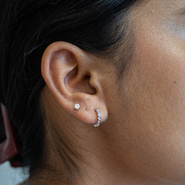 Silver Rope 10mm Sleeper Hoop Earrings - Image 2