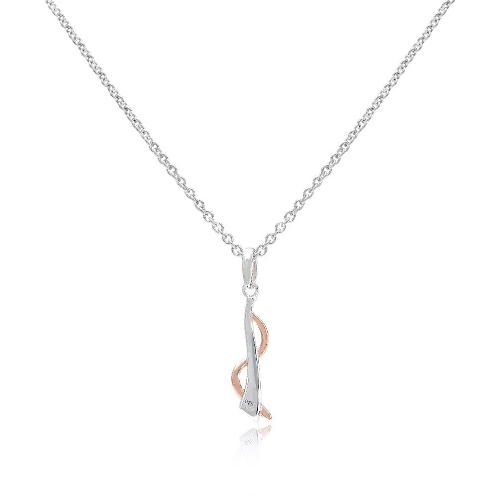 Silver & Rose Gold Vermeil Twist Pendant Necklace