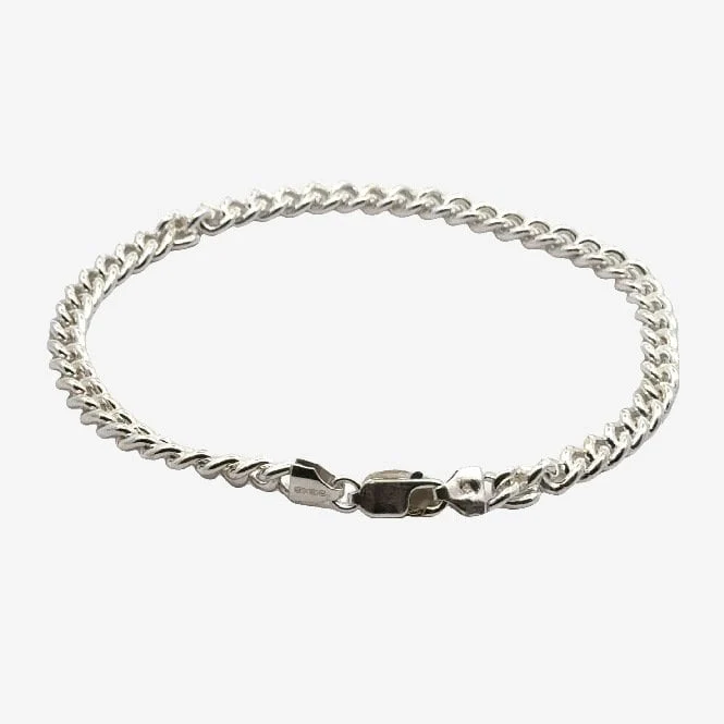 Silver Rounded Curb Link Bracelet, 22cm