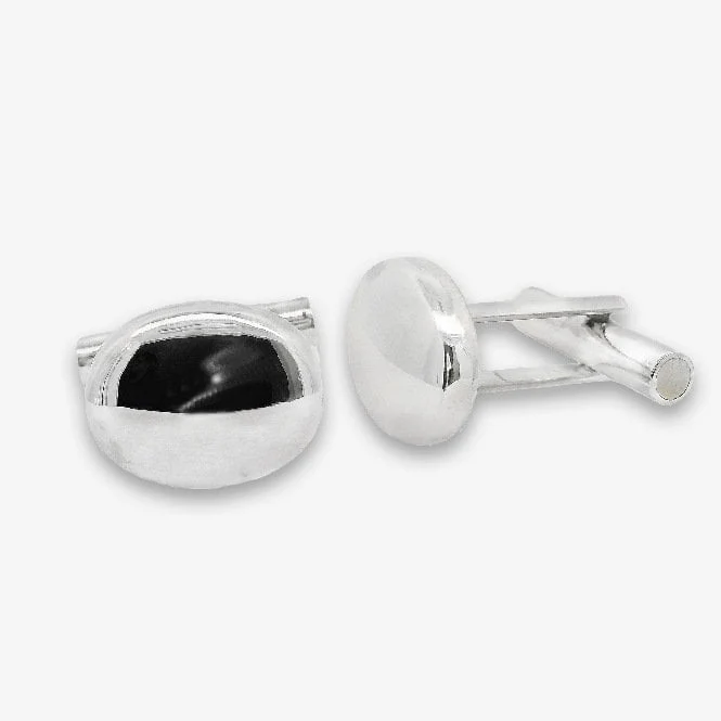 Silver Rounded Oval Cufflinks
