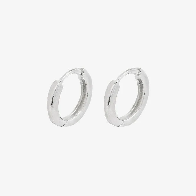 Silver Sleeper Hoop Earrings, 10mm Small