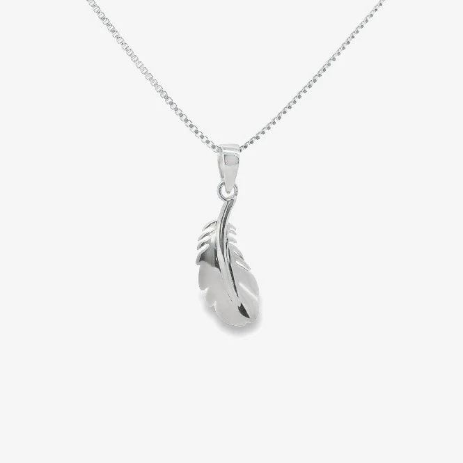 Silver Small Feather Pendant Necklace