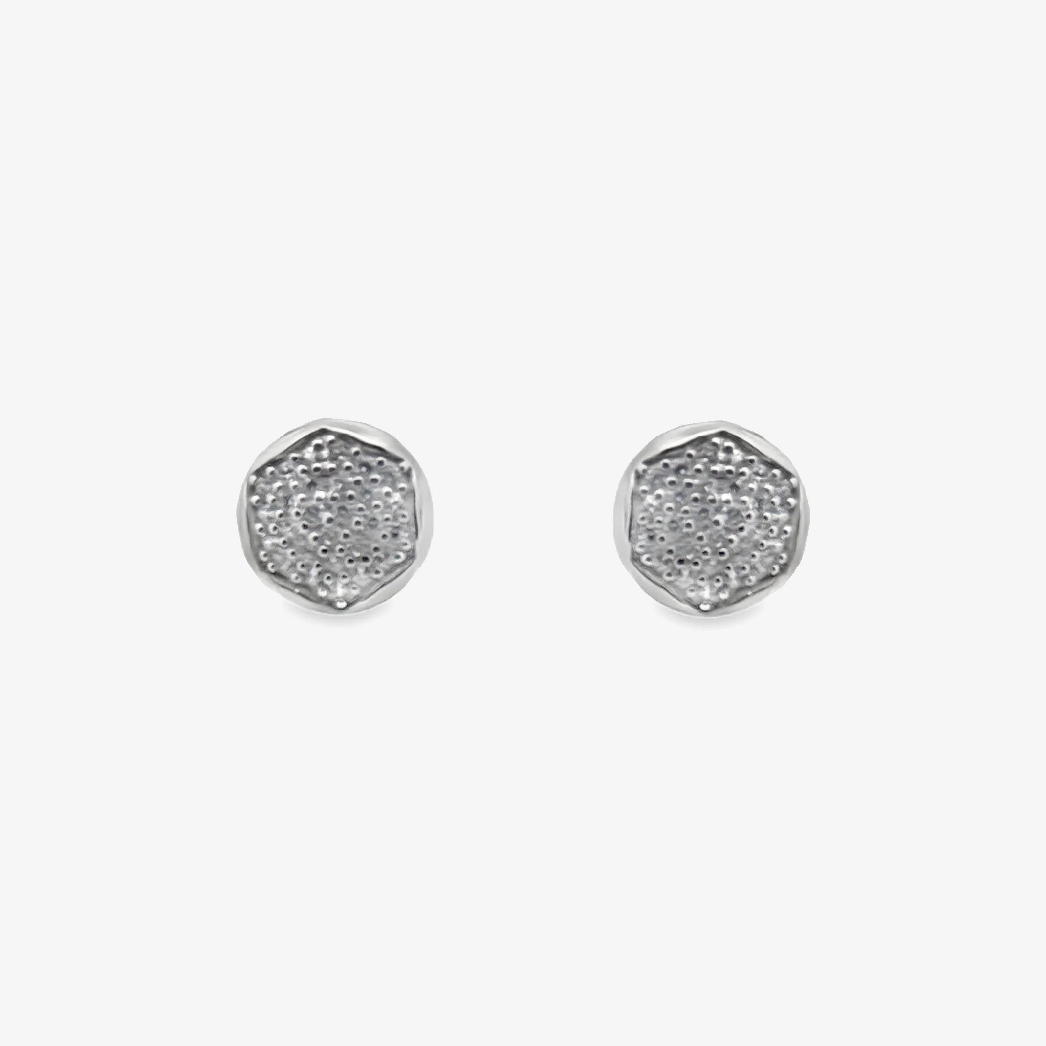 Silver Small Hexagon Pave Stud Earrings - Image 2