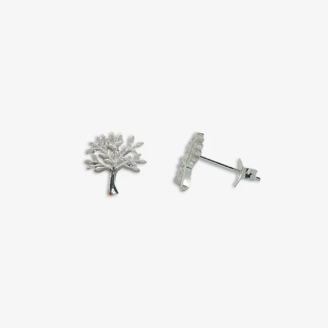 Silver Tree of Life Stud Earrings - Image 2