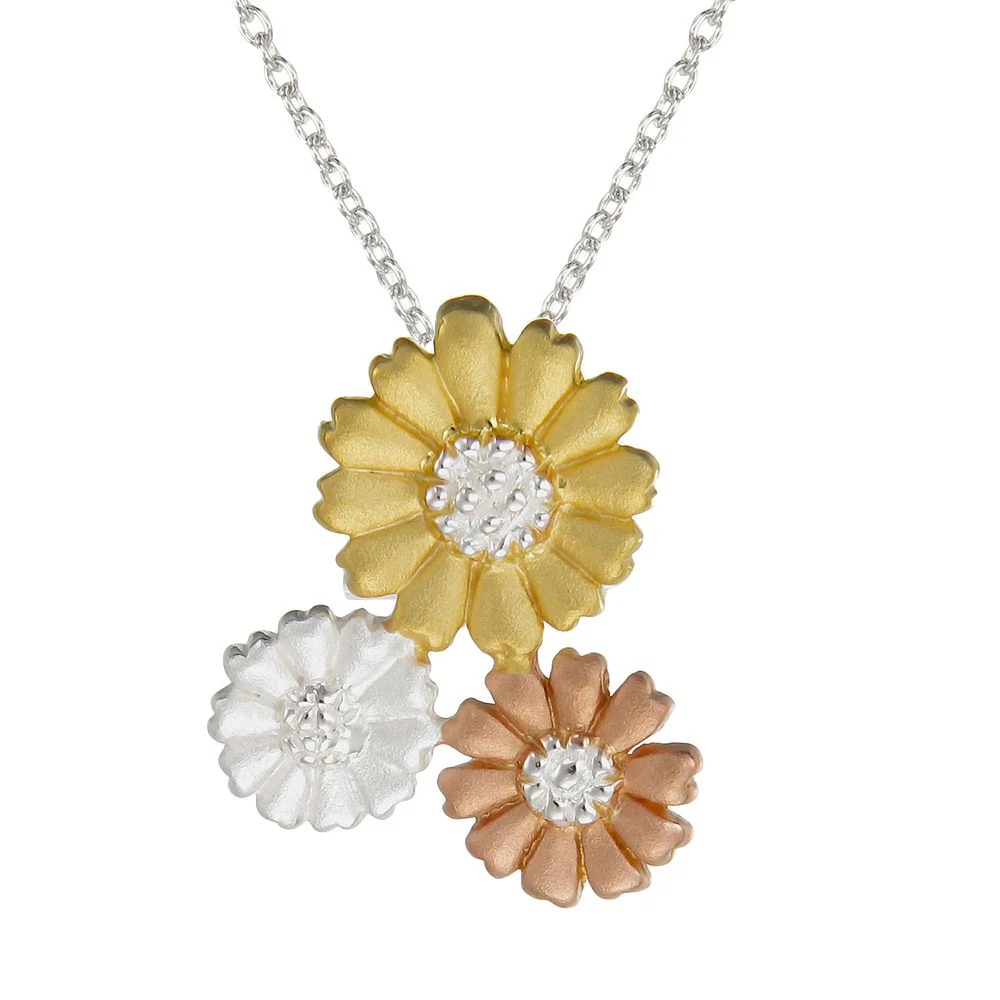 Tricolore Tripe Daisy Pendant Necklace