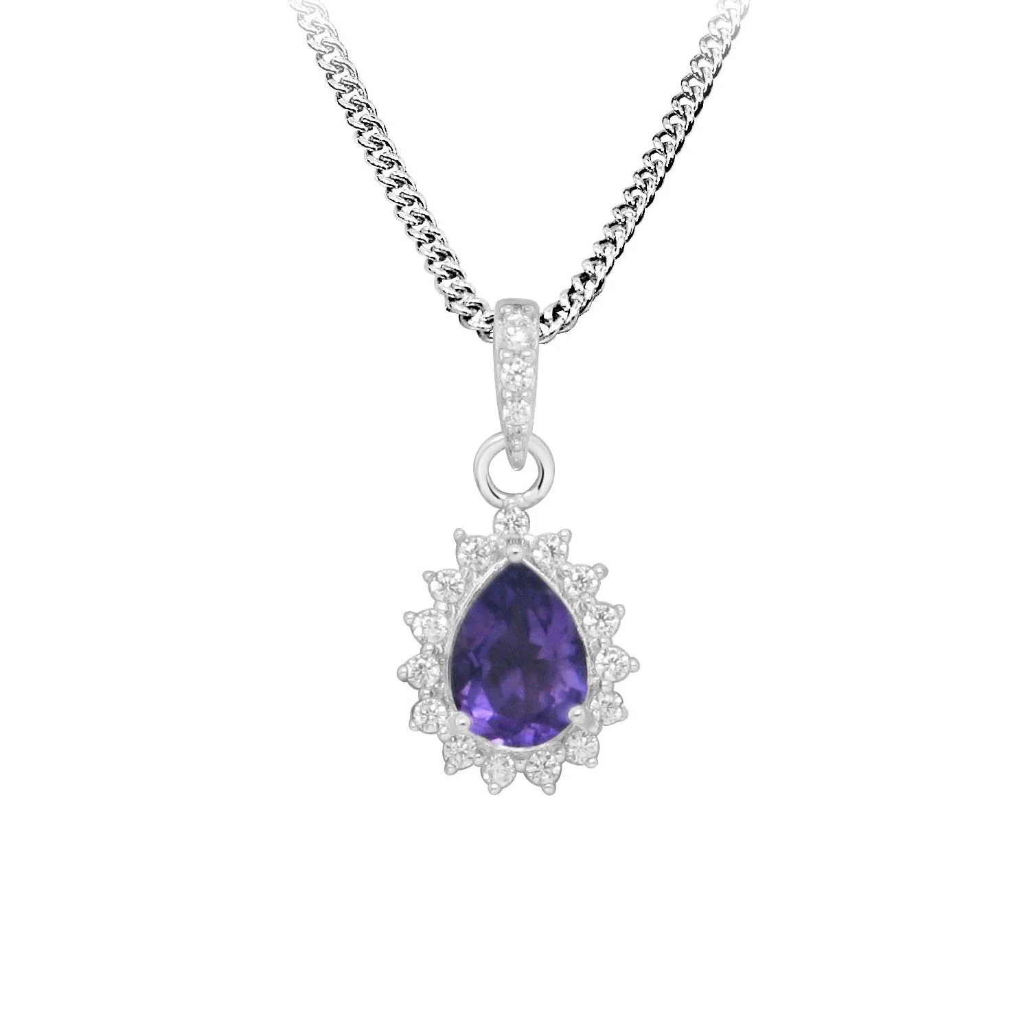 Hope Teardrop Purple Amethyst Pendant Necklace