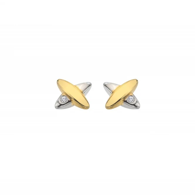 Silver & Gold Coupled Two Tone Earrings - Image 2