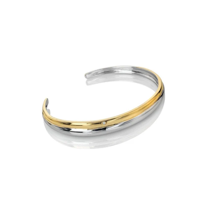 Silver & Gold Droplet Two Tone Bangle