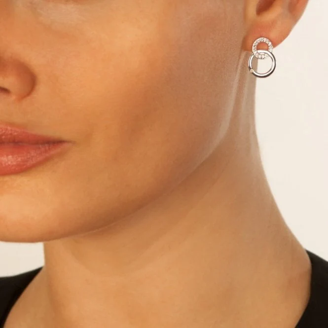 Silver Bliss Interlocking Earrings with White Topaz - Image 2