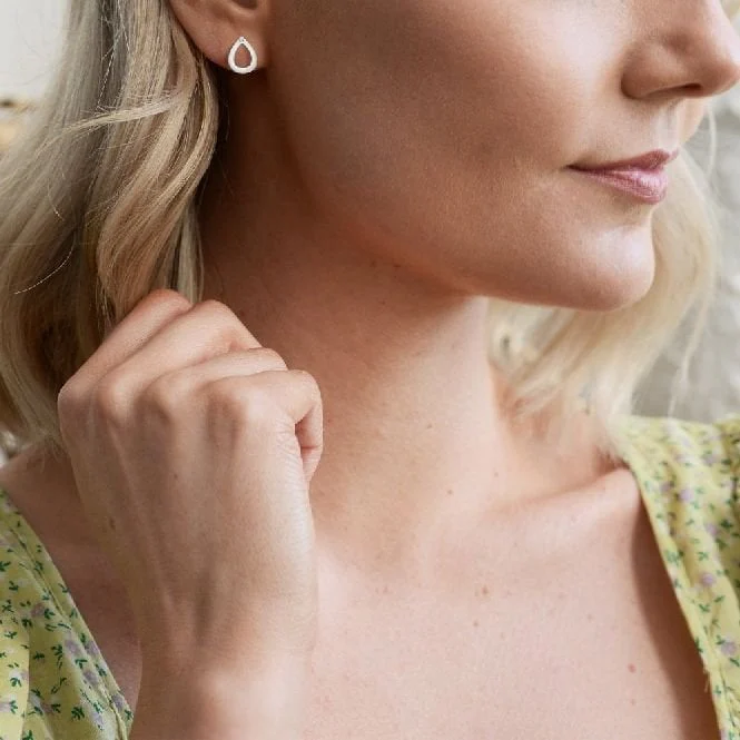 Silver Diamond Amulet Teardrop Earrings - Image 3
