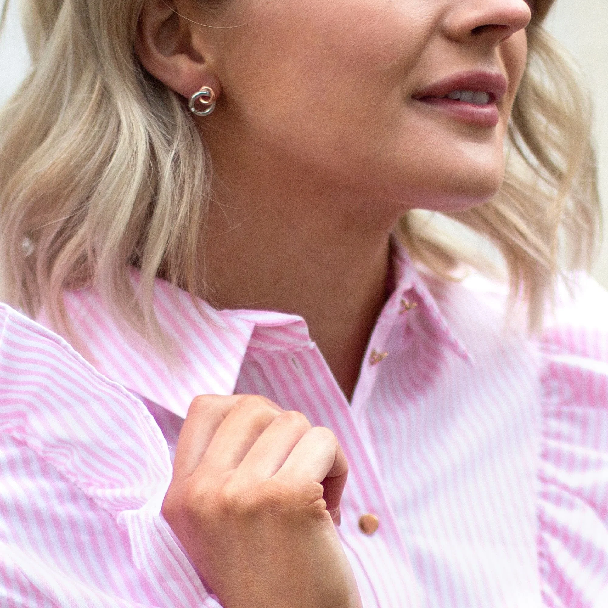 Silver Eternal Earrings with Rose Gold - Image 3