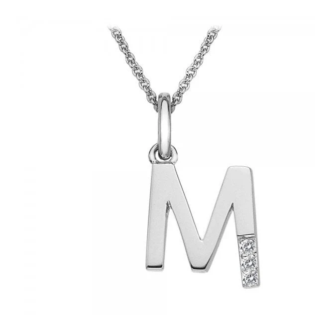 Silver M Micro Pendant Necklace