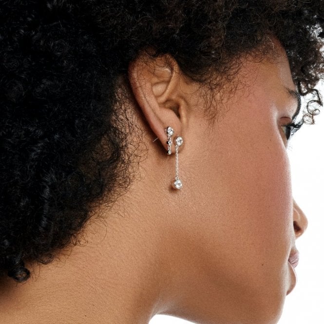 Silver Tender Waterfall Earrings with White Topaz - Image 2