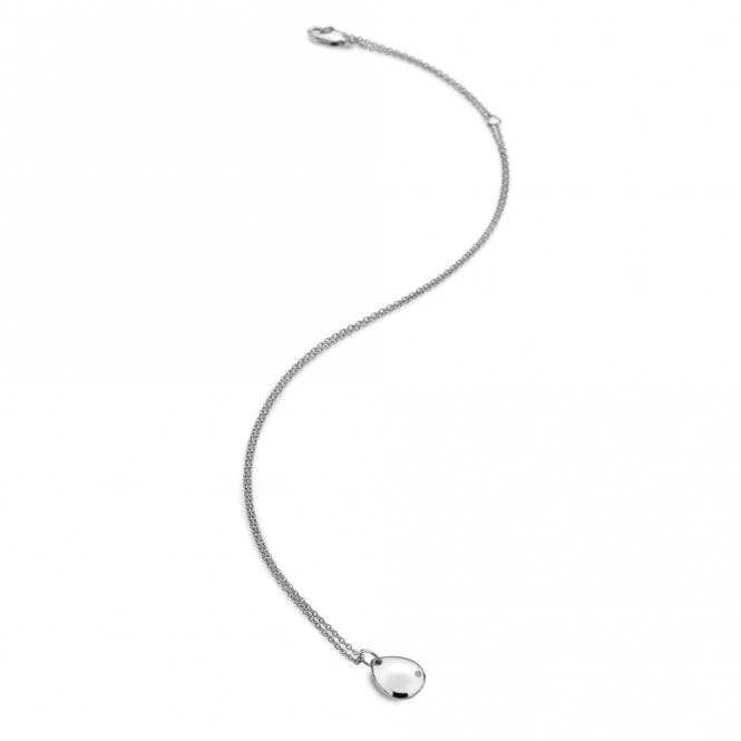 Silver Thoughtful Teardrop Pendant Necklace - Image 2