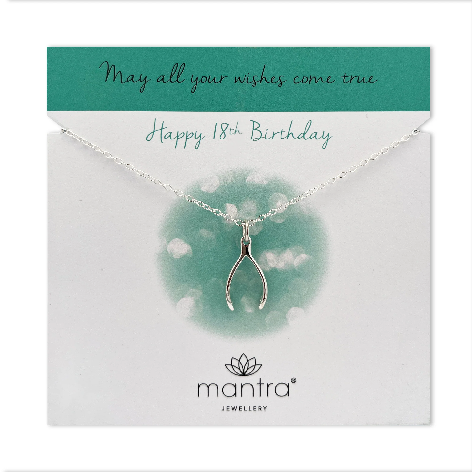 18th Birthday Wishbone Necklace in Sterling Silver - Image 3