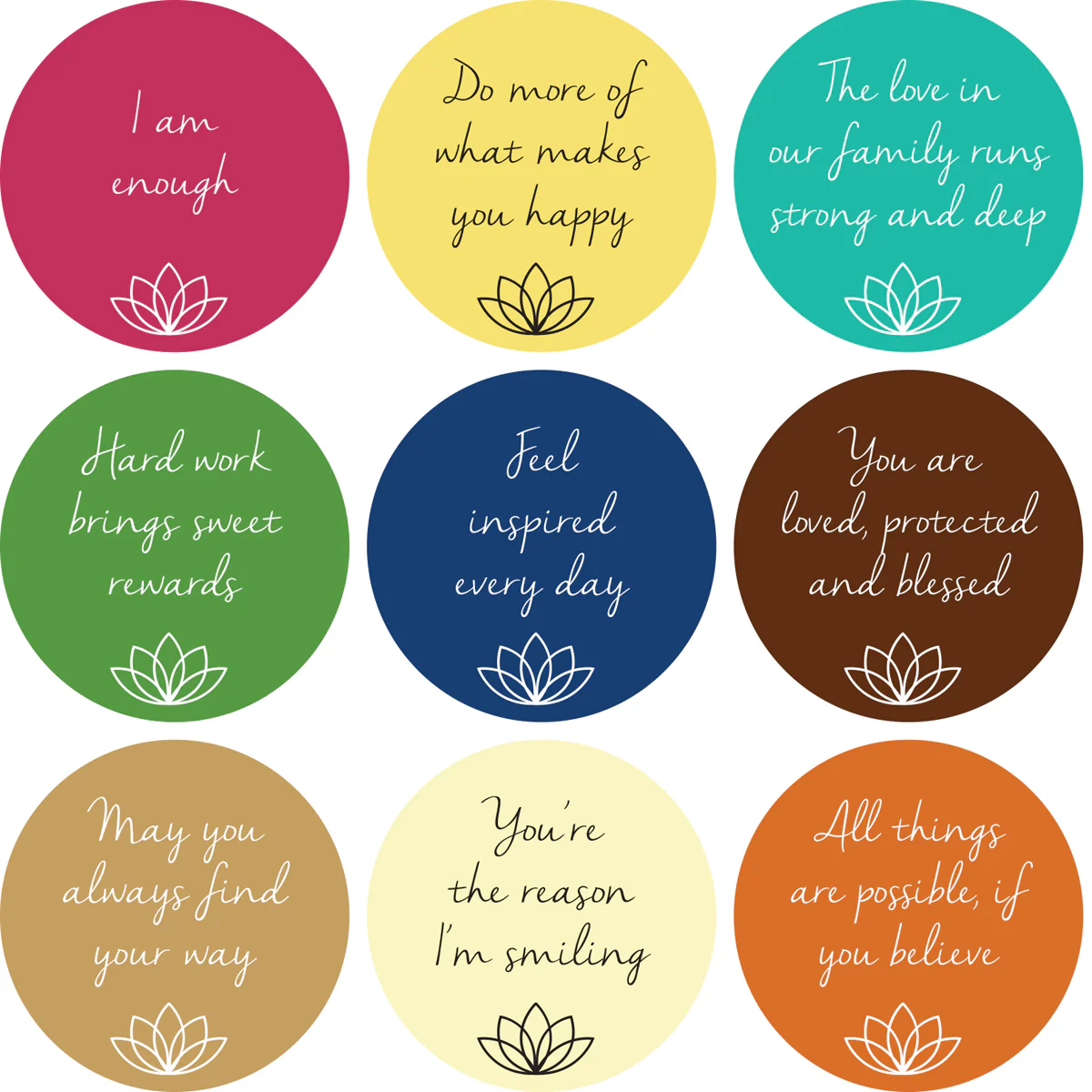 Affirmation Sticker Set, Set A
