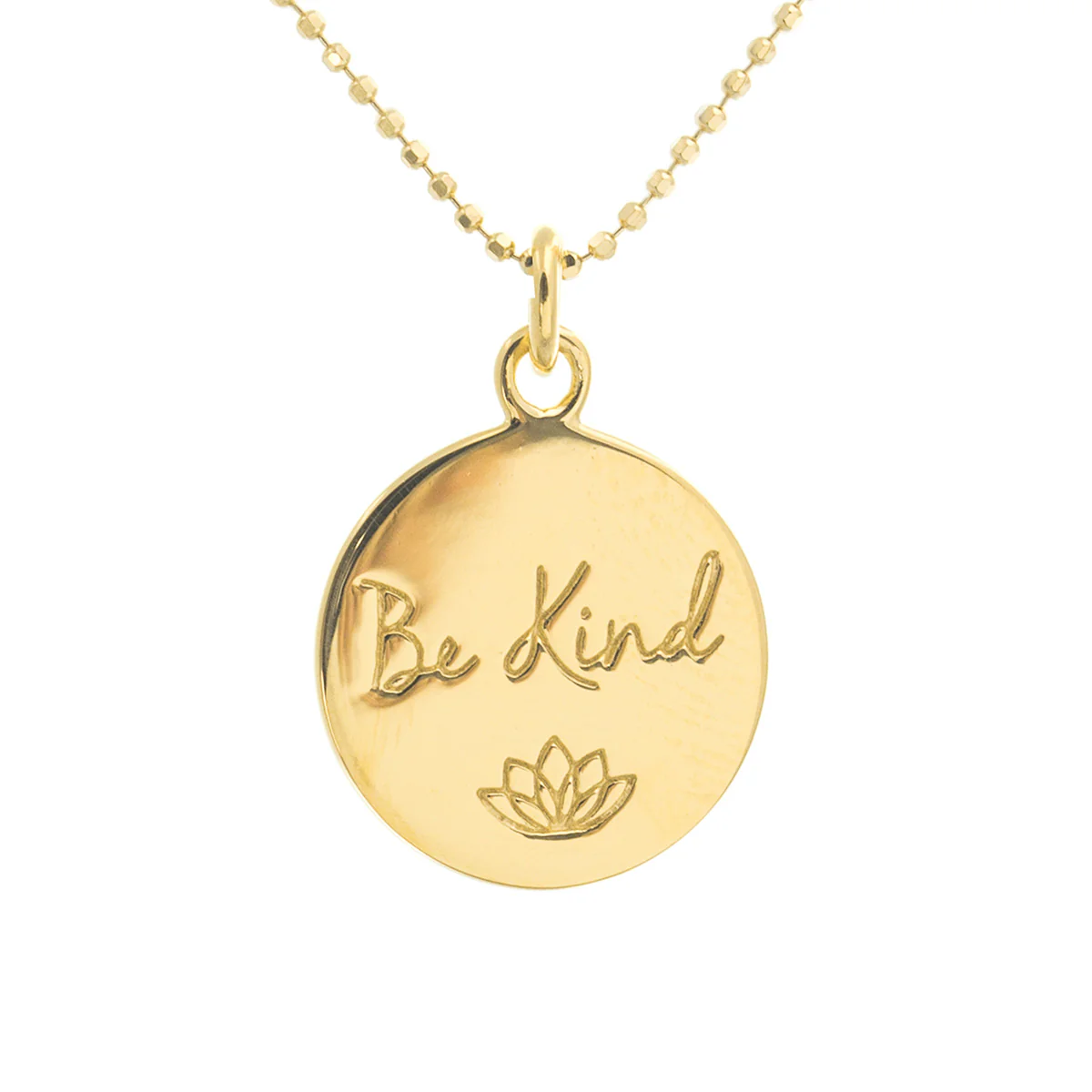 Be Kind Disc Necklace in Gold