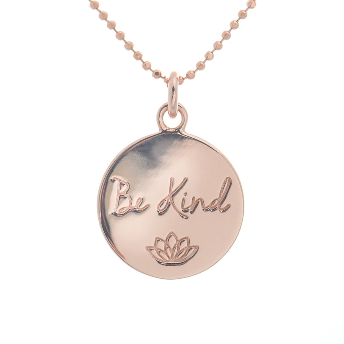 Be Kind Disc Necklace in Rose Gold