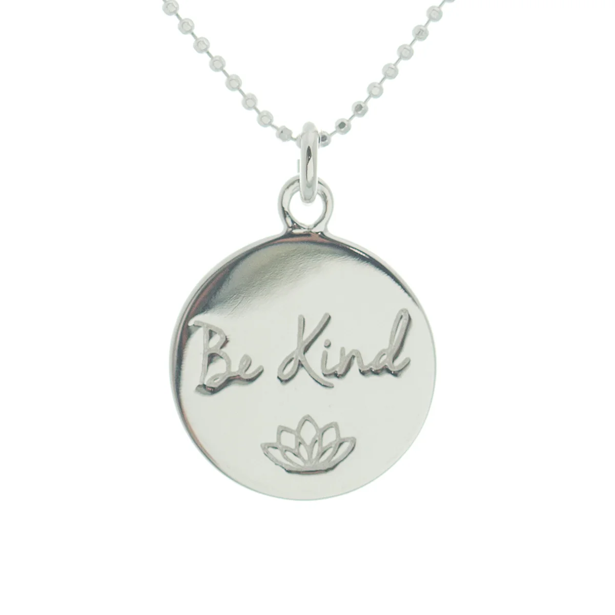 Be Kind Disc Necklace in Sterling Silver