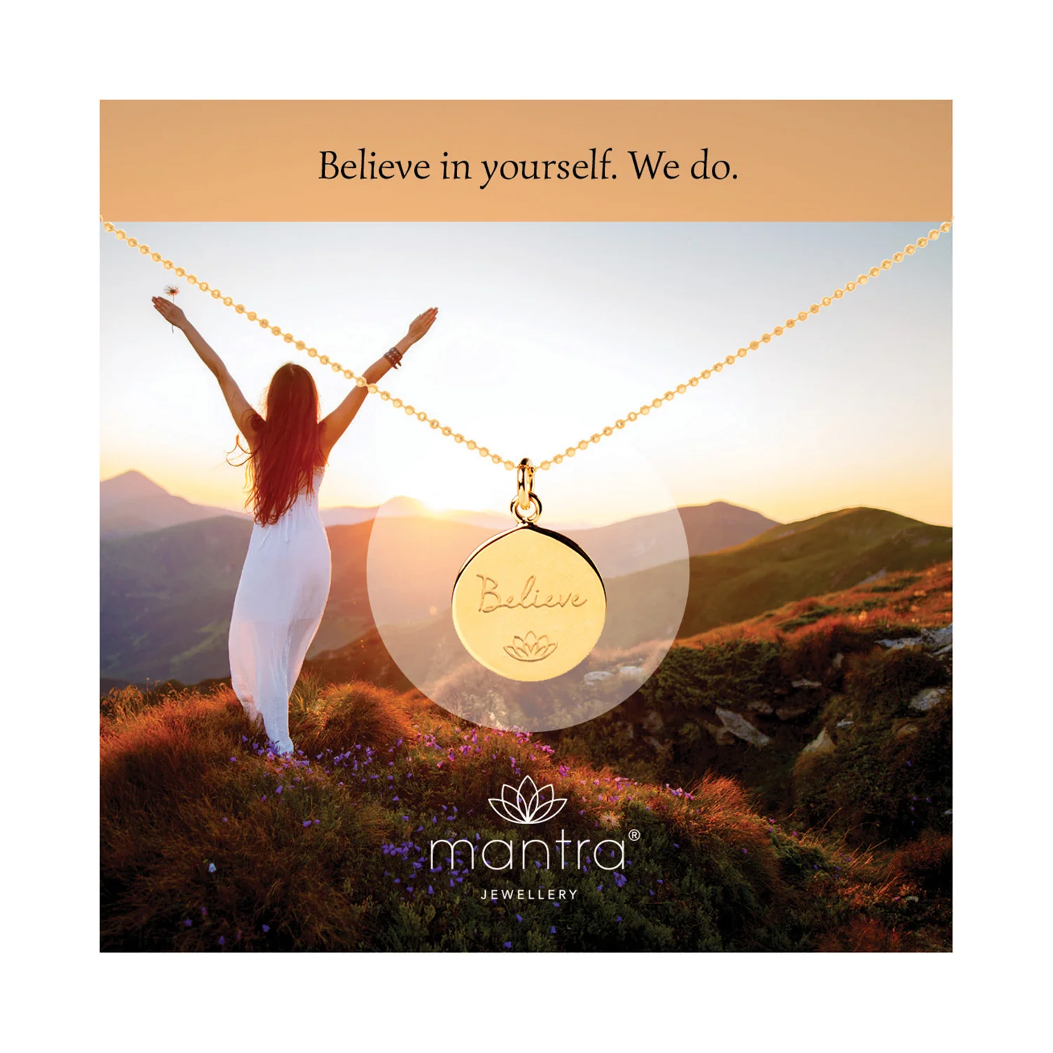 Believe Disc Necklace in Gold - Image 2