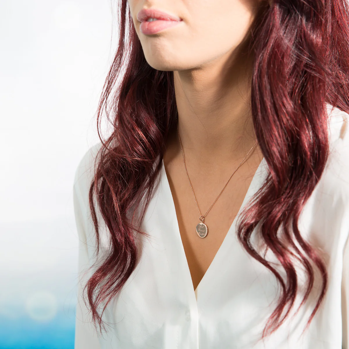 Believe Disc Necklace in Rose Gold - Image 4