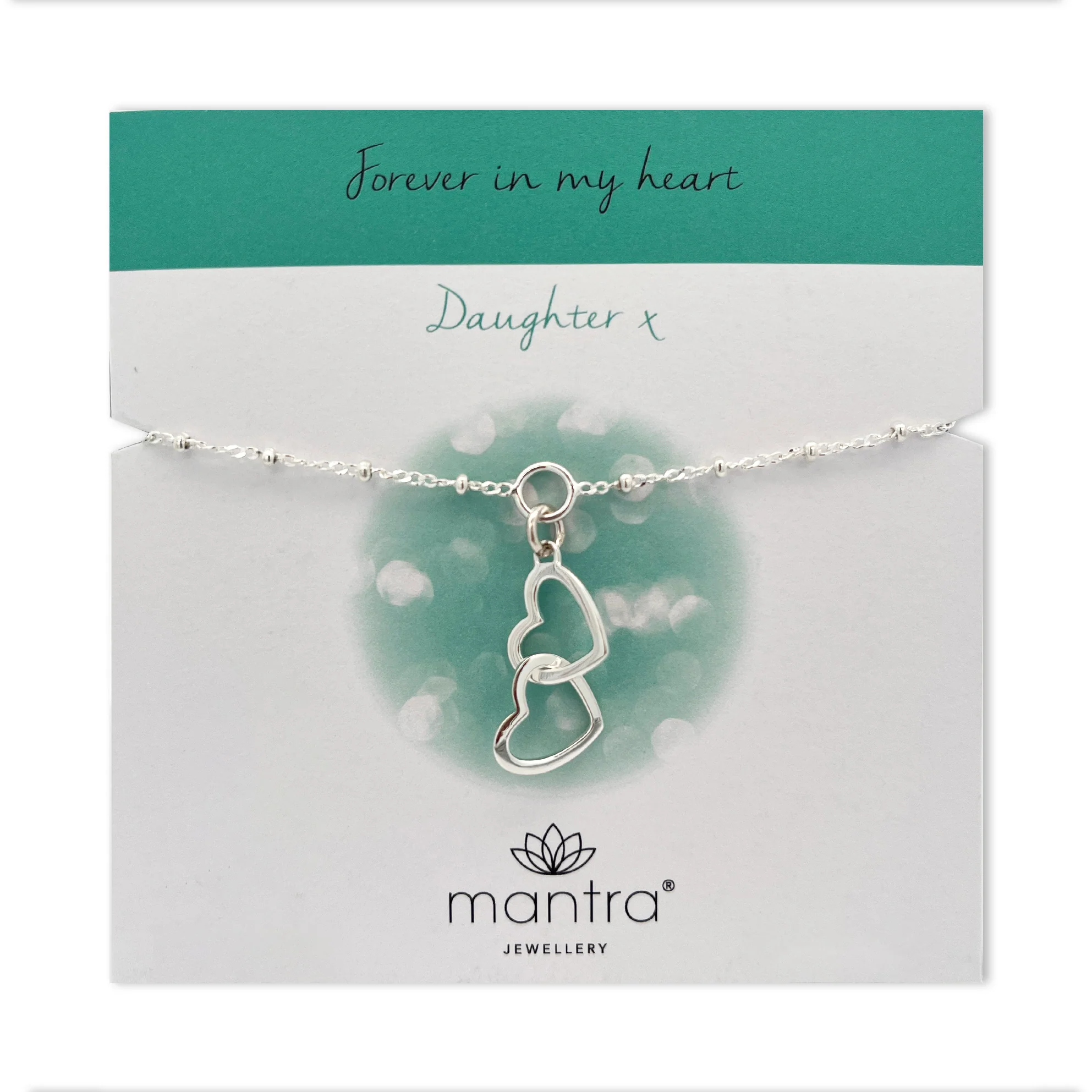 Daughter Linked Hearts Charm Bracelet in Sterling Silver - Image 3