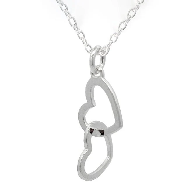 Daughter Linked Hearts Necklace in Sterling Silver