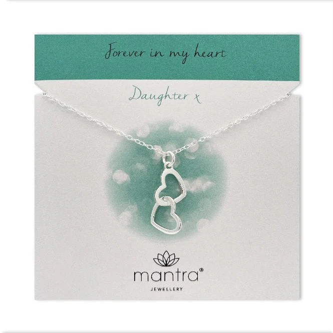Daughter Linked Hearts Necklace in Sterling Silver - Image 3