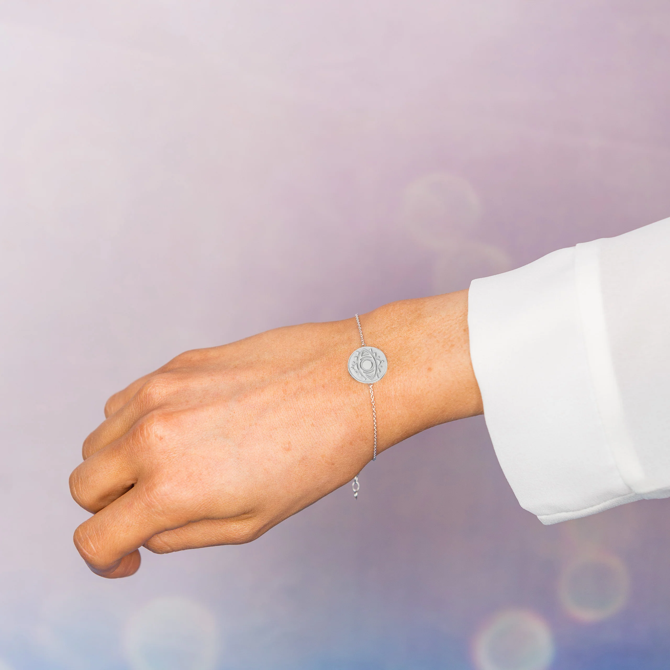 Evil Eye Disc Bracelet in Sterling Silver - Image 4