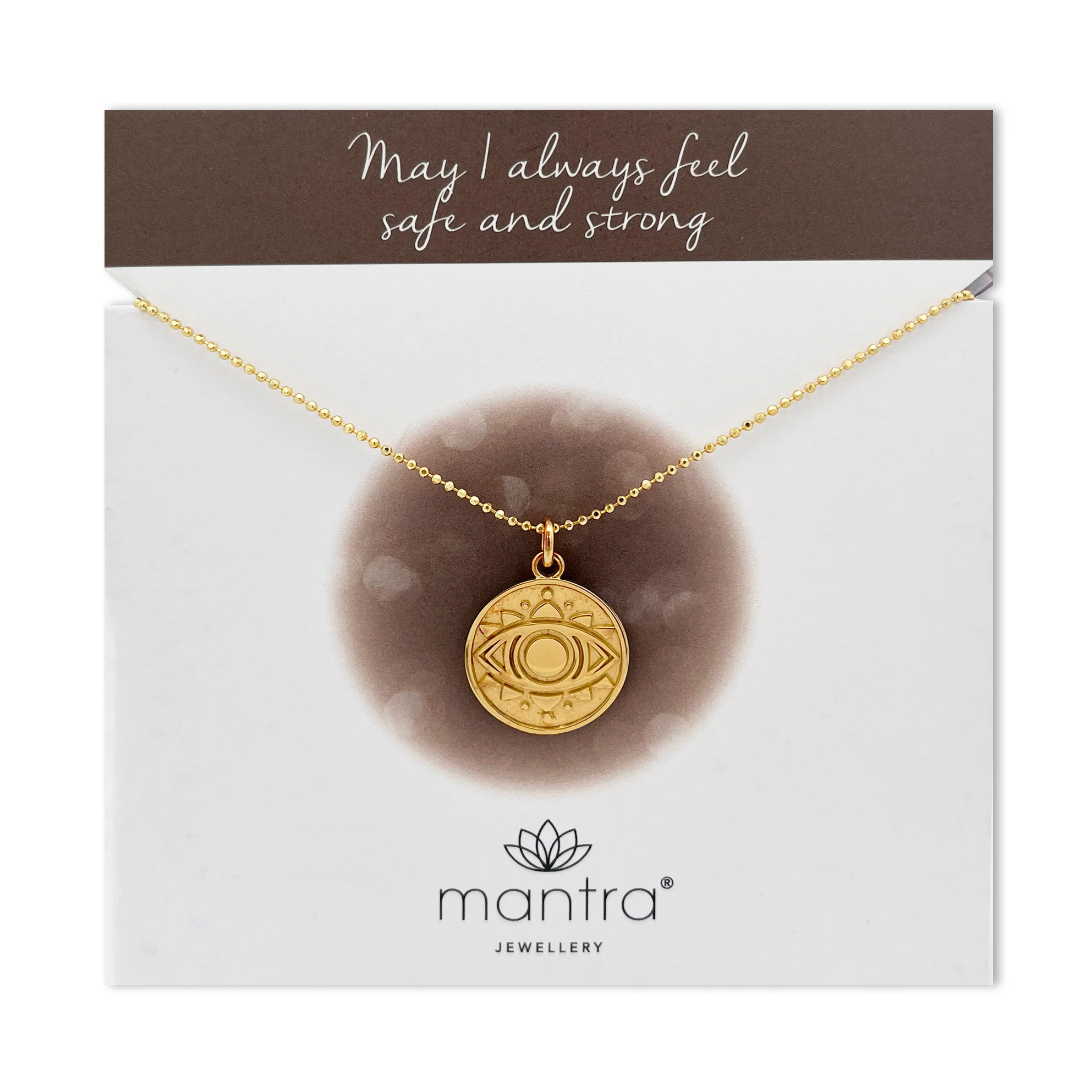 Evil Eye Disc Necklace in Gold - Image 3