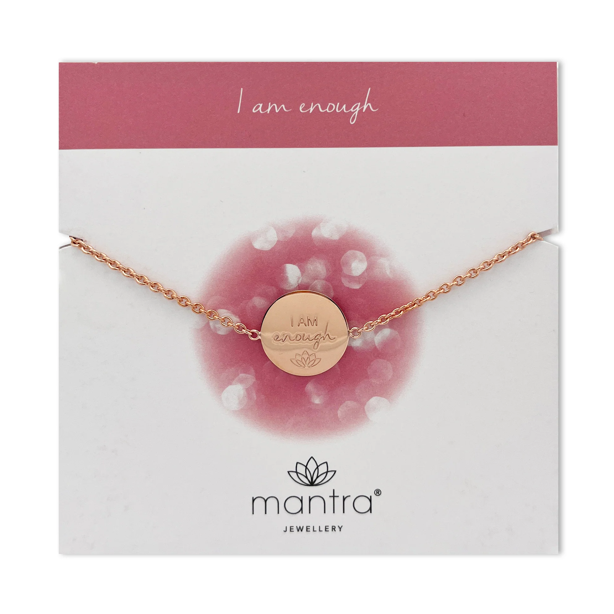 I am Enough Disc Bracelet in Rose Gold - Image 3