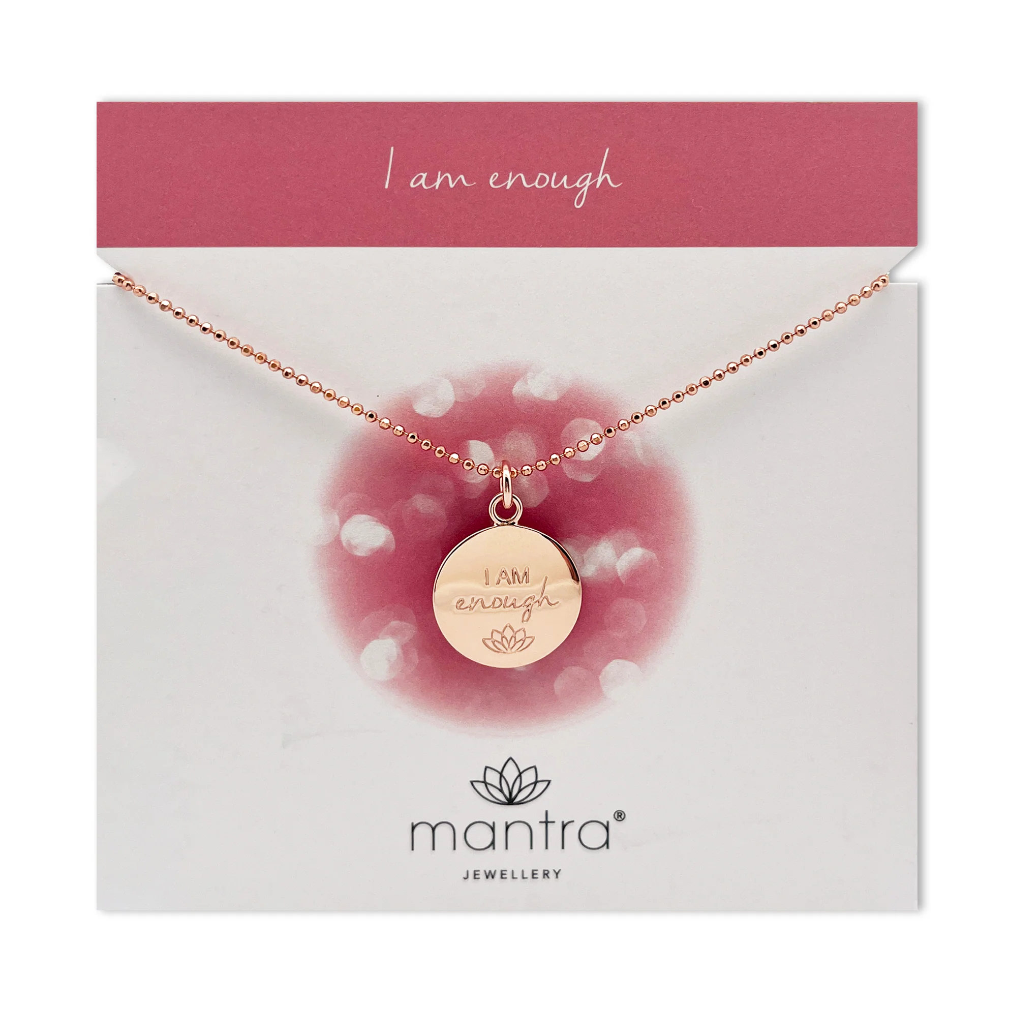 I am Enough Disc Necklace in Rose Gold - Image 3