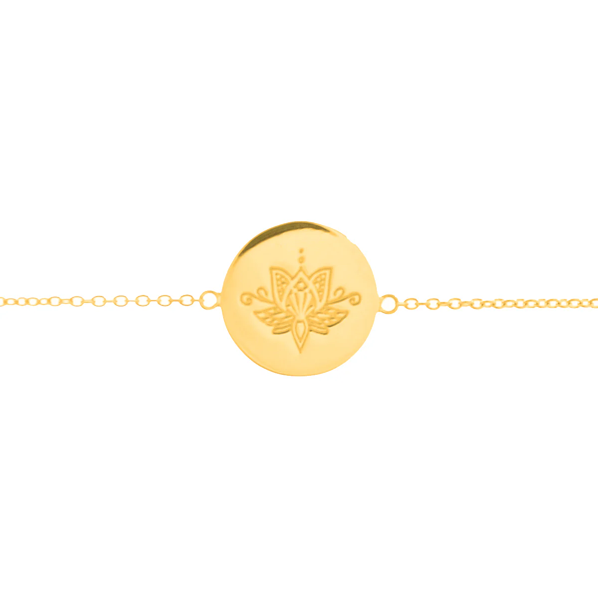 Lotus Flower Disc Bracelet in Gold