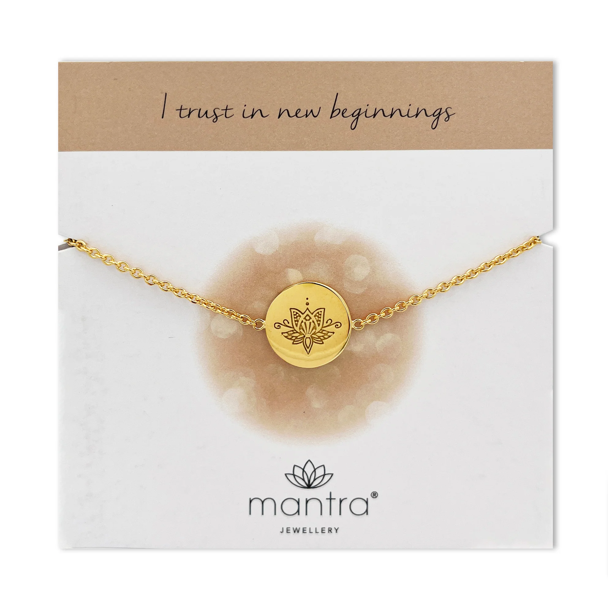Lotus Flower Disc Bracelet in Gold - Image 3