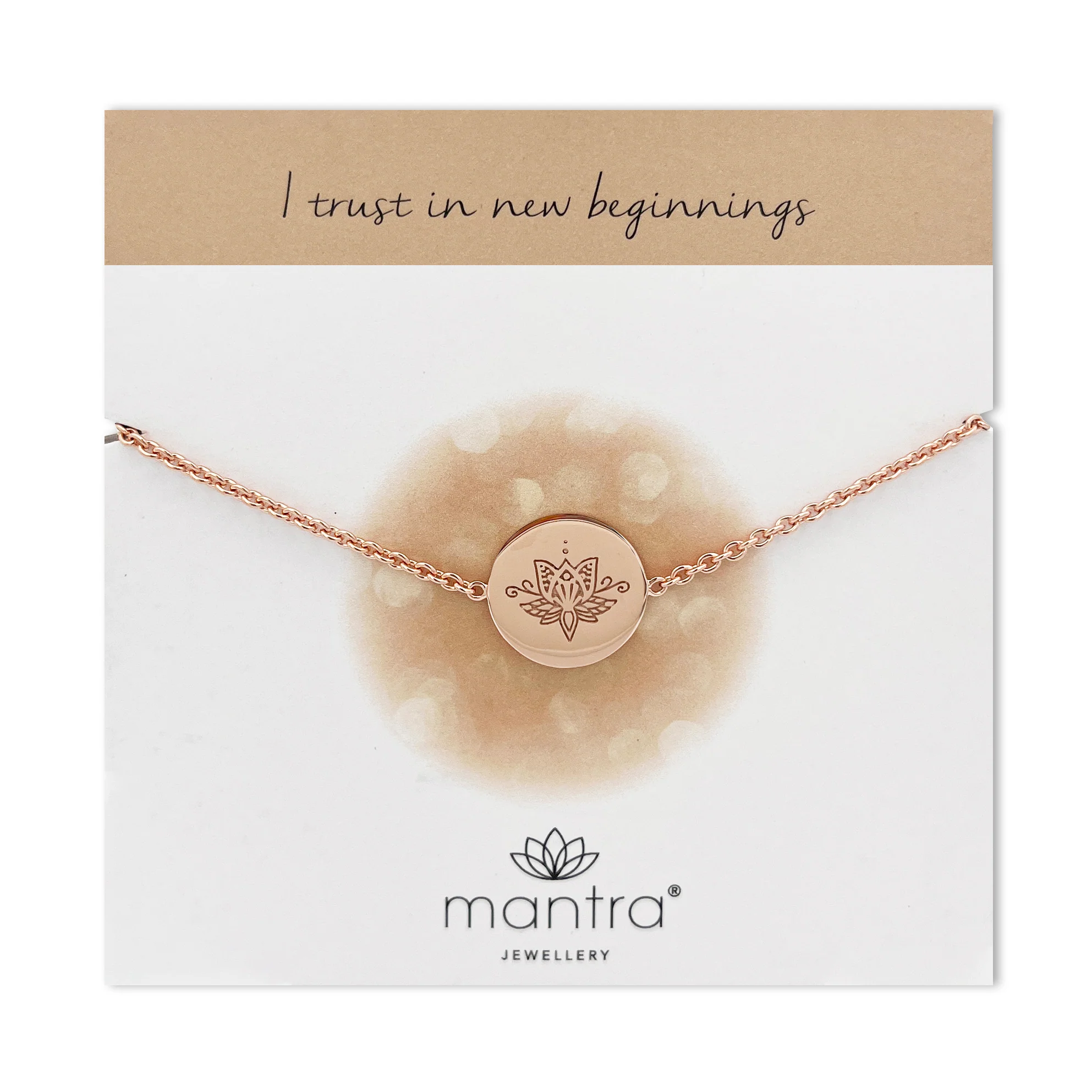 Lotus Flower Disc Bracelet in Rose Gold - Image 3