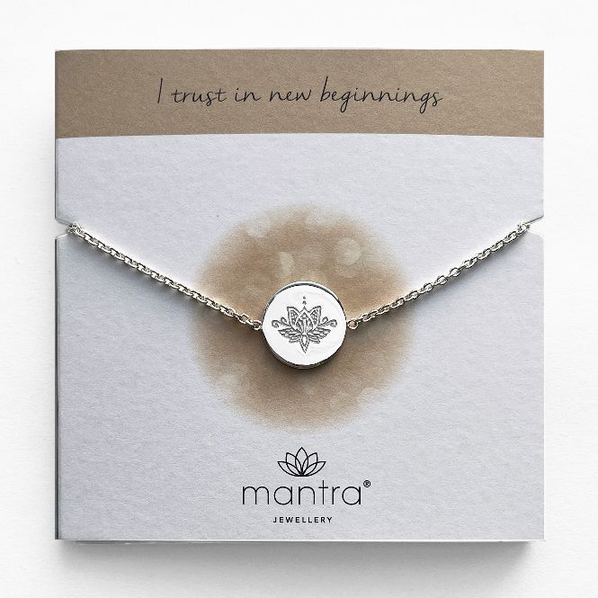 Lotus Flower Disc Bracelet in Sterling Silver - Image 3