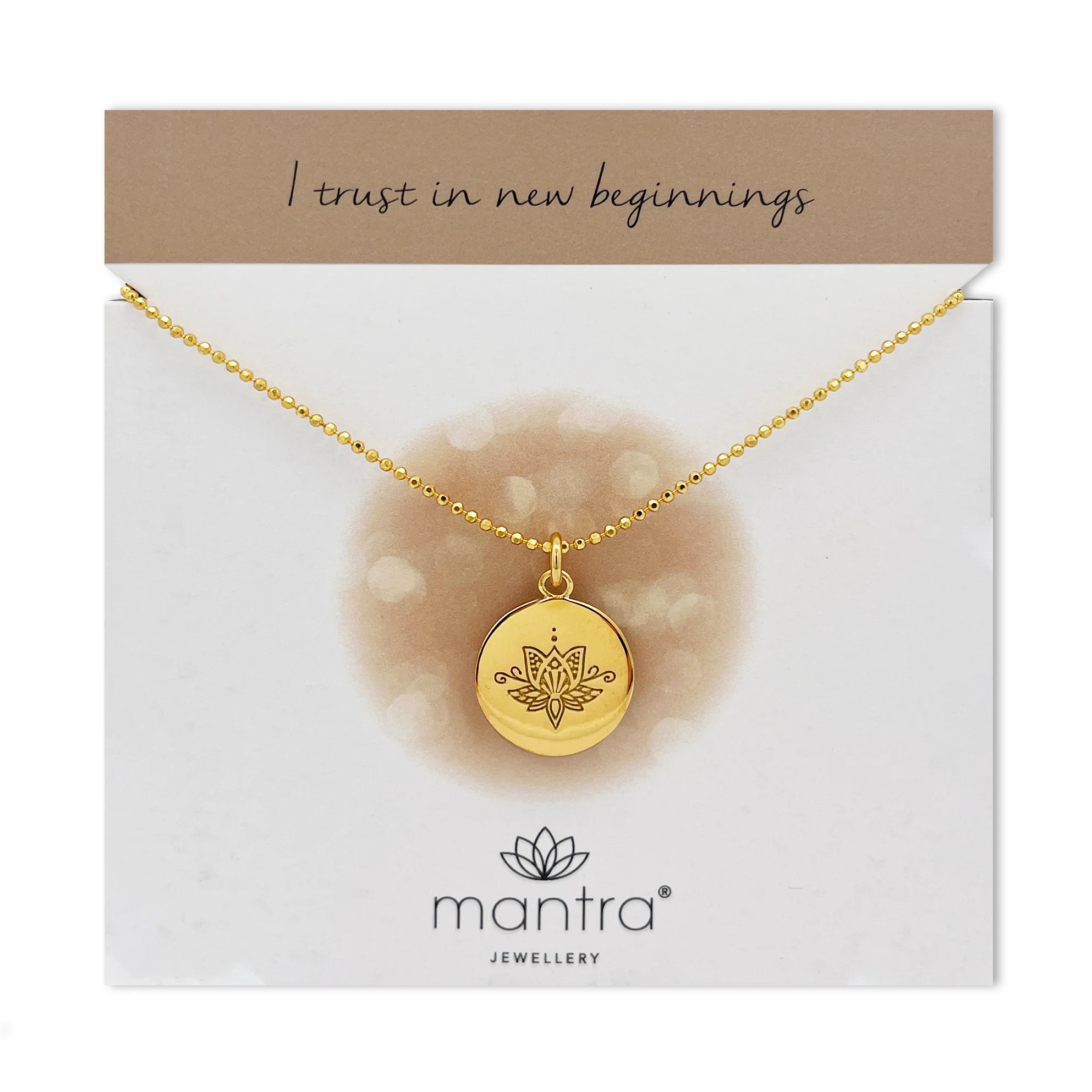 Lotus Flower Disc Necklace in Gold - Image 3