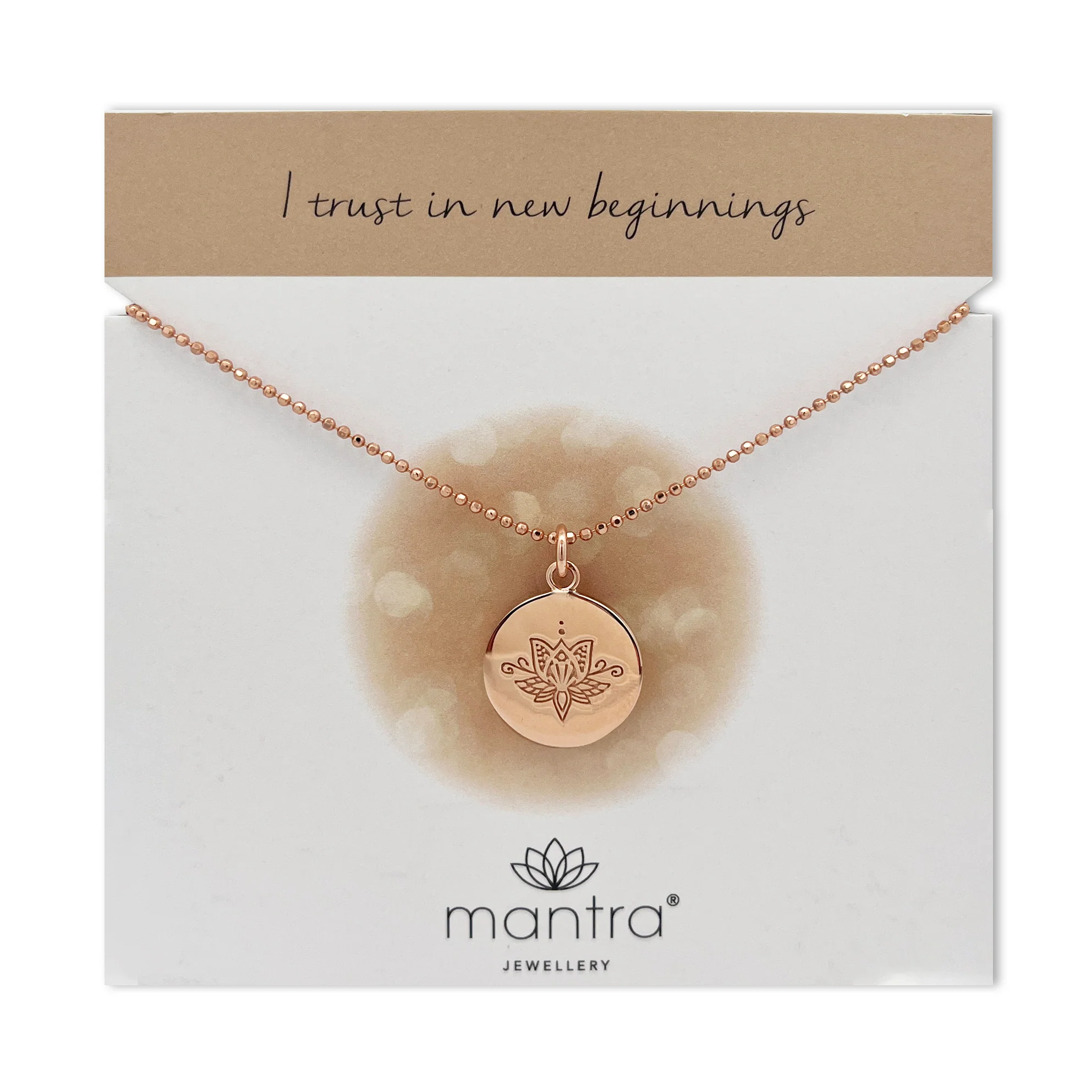 Lotus Flower Disc Necklace in Rose Gold - Image 3