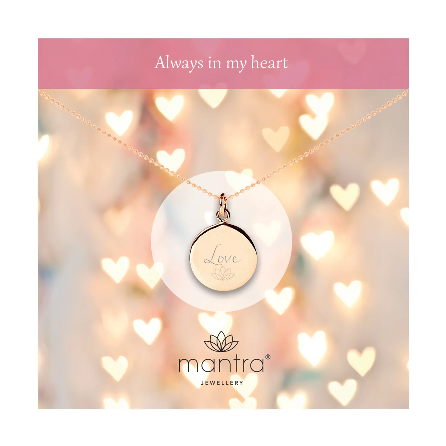 Love Disc Necklace in Rose Gold - Image 3