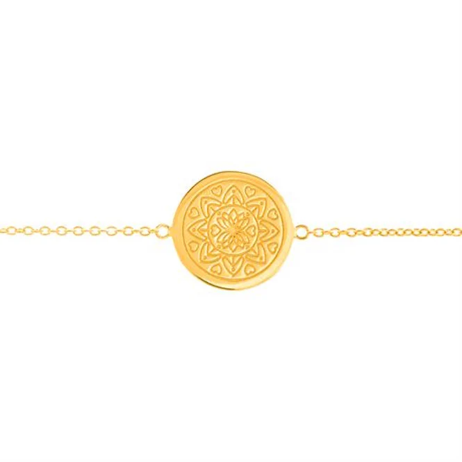 Love Mandala Disc Bracelet in Gold
