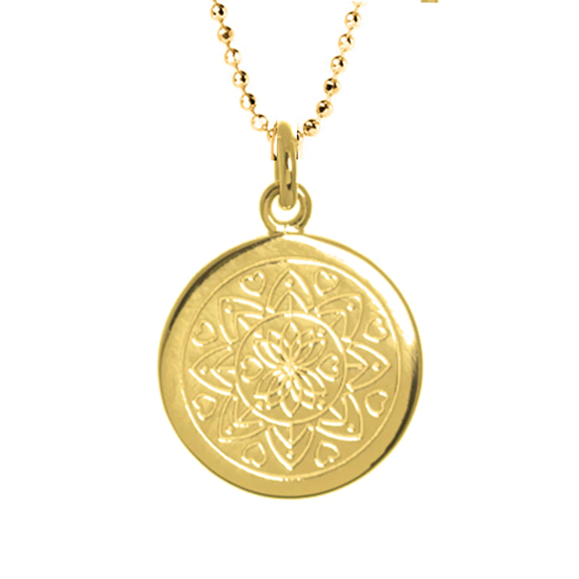 Love Mandala Disc Necklace in Gold