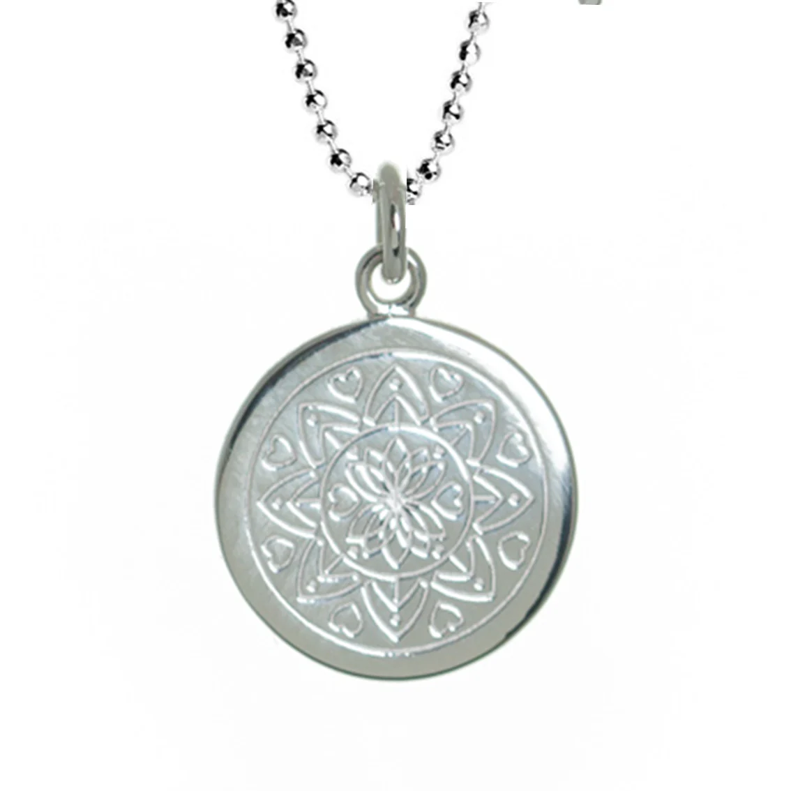 Love Mandala Disc Necklace in Sterling Silver