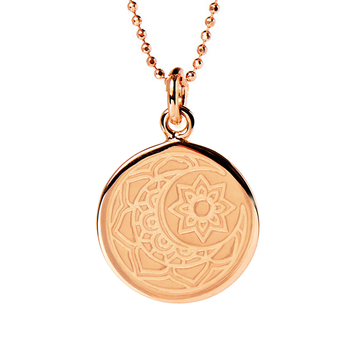 Moon & Sun Disc Necklace in Rose Gold
