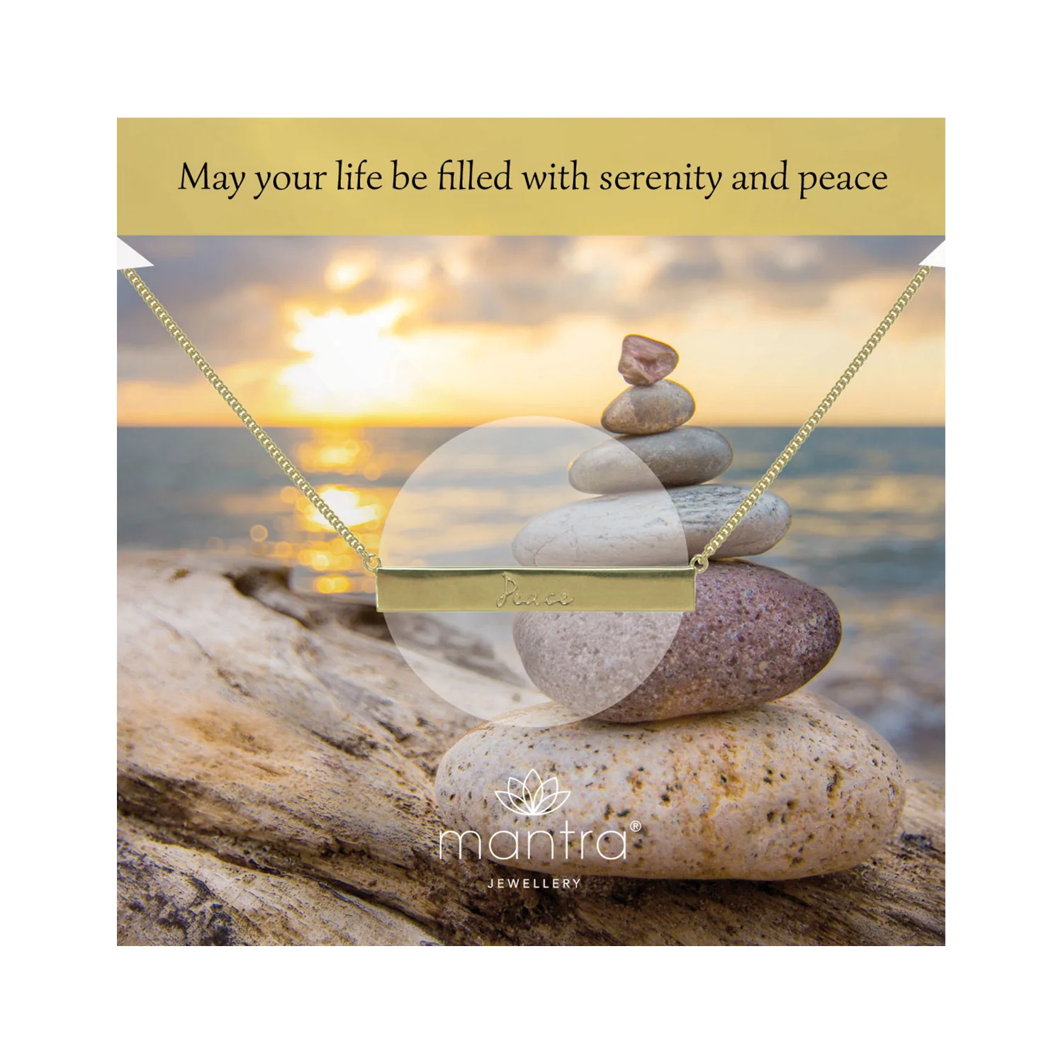 Peace Bar Necklace in Gold - Image 4