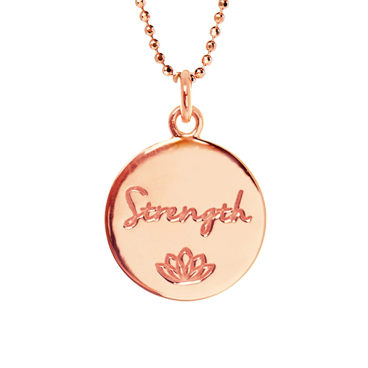 Strength Disc Necklace in Rose Gold