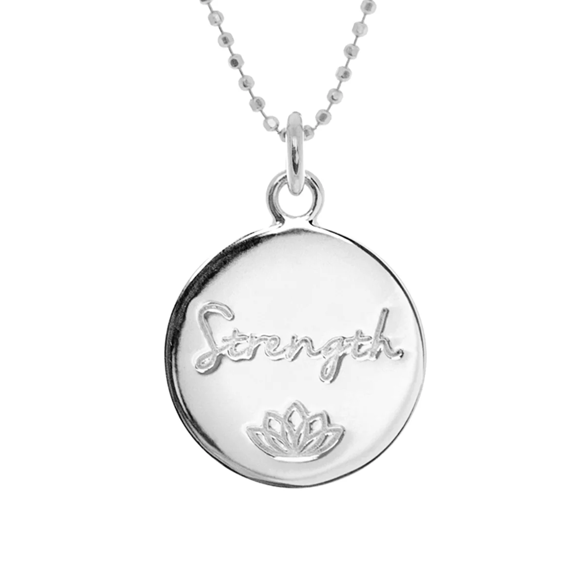 Strength Disc Necklace in Sterling Silver