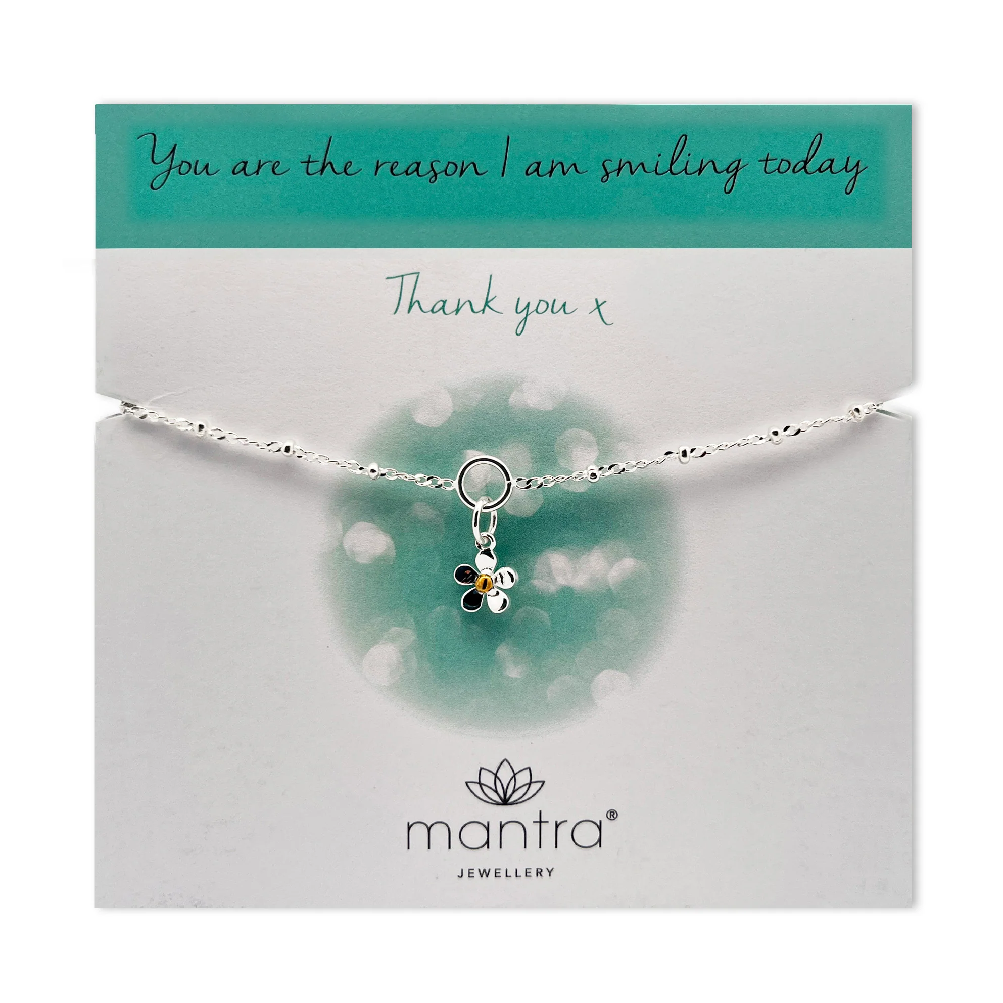 Thank You Daisy Charm Bracelet in Sterling Silver - Image 3