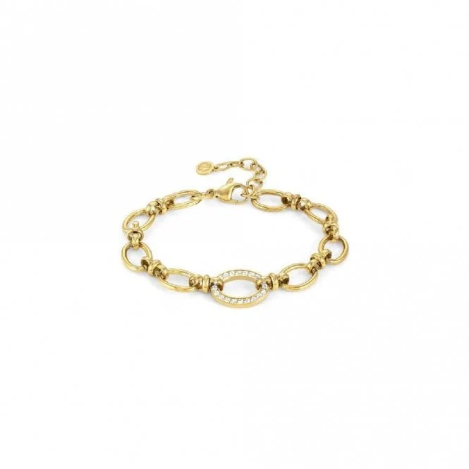 Affinity Gold Steel & CZ Link Bracelet